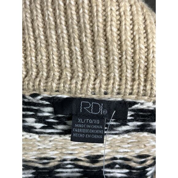 RDI Fair Isle Collared Sweater XL Beige Nordic Knit Split Neck NWT Nordstrom - Picture 3 of 10